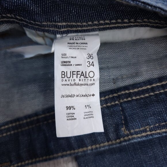 Buffalo Jeans Mens 36x34 Blue Denim King Bootcut Dark Wash Western Pants - Picture 8 of 8